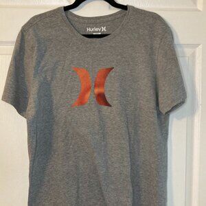 Hurley Men's Logo T-shirt - Gray With Orange Icon - Size L